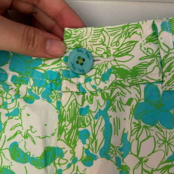 Lilly Pulitzer Shorts Callahan Limeade It’s a Zoo Lime Green Aqua Blue Size 0 - Picture 2 of 7